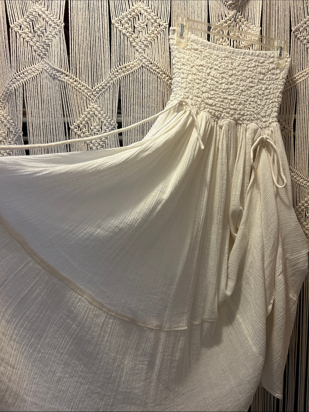 Free People Cream Smocked Convertible Boho Dress/Skirt - Picture 7 of 10